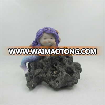 Favor Decor Gift Little Mermaid Sat On The Rocks Mermaid Miniature Sculpture For Sale