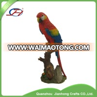 polyresin resin artificial bird parrot poll parrot popinjay on wood tree statues figurines for outdoor garden decoration